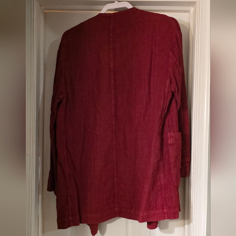 Zara Burgundy Open-Front Long Jacket - Picture 2 of 4
